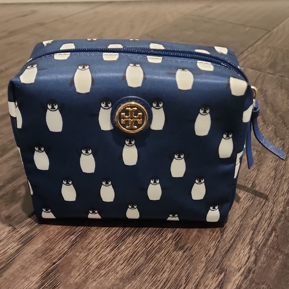 Tory Burch Navy Penguin Pattern Pouch